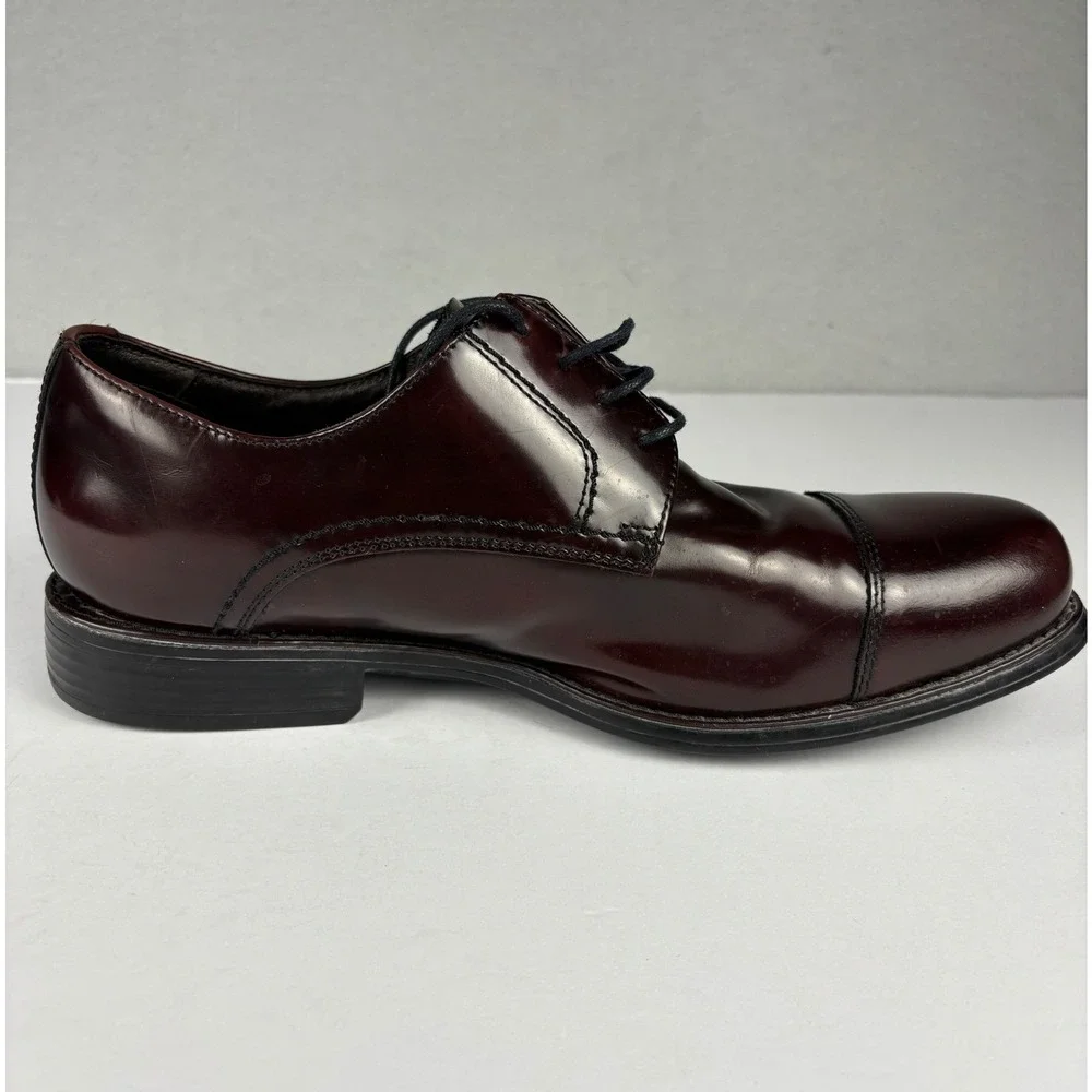 Johnston & Murphy Atchison Cap Toe Derby Dress Shoes 9.5M Burgundy Leather Mens